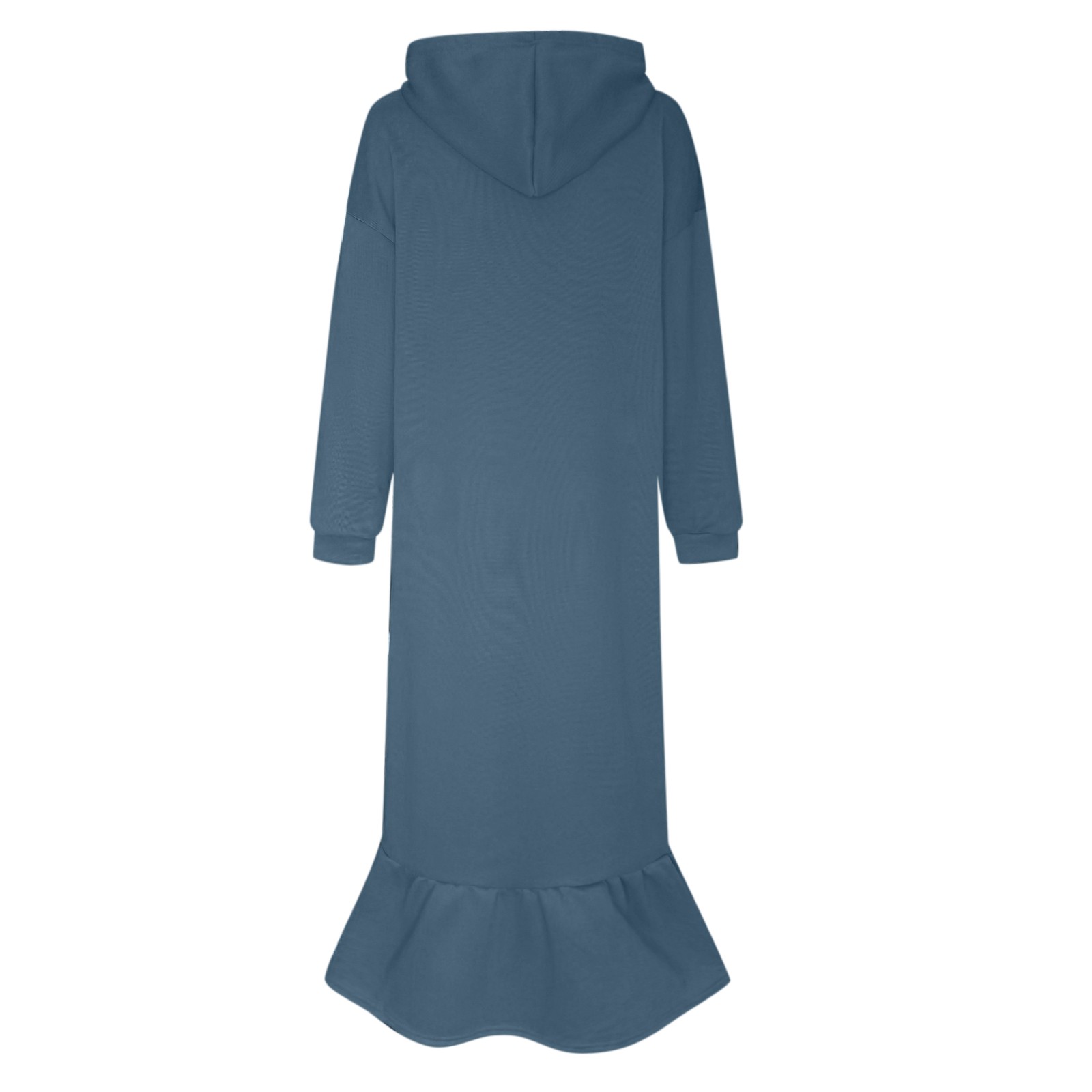 thumbnail image 5 of Vestido holgado de manga larga con capucha y estampado liso para mujer talla grande - Vestido informal tipo sudadera con bolsillos, primavera/otoño/invierno, 5 of 5